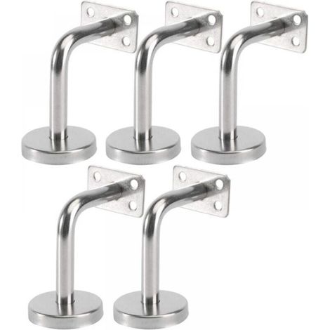 Lot de 5 Support Main Courante Inox - Murale Supports de Main Courante pour Escalier Exterieur Intérieur, Rampe Escalier Bois, Rail D\'escalier (6x8x5cm/2.7x3.1x2.0in)Sans vis (1/5)