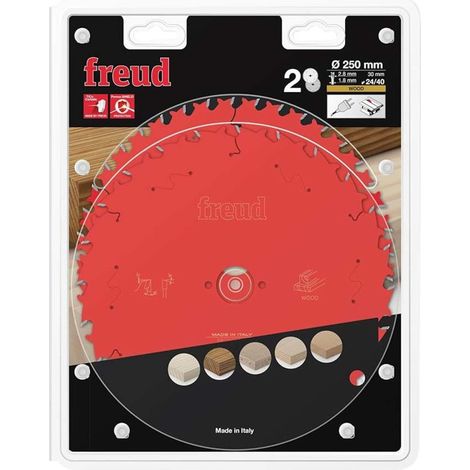 Freud Pro Twin Pack TCT Circular Saw Blades 250mm x 30mm Bore - 40 + 24 Tooth