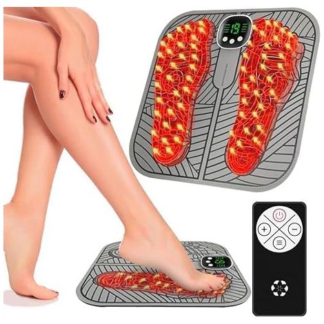 Voetmassageapparaat, elektrisch voetmassageapparaat met 8 standen en 19 intensiteitsniveaus, opvouwbaar en draagbaar, voor het bevorderen van de bloedsomloop en het verlichten van spierpijn. (1/5)