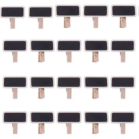 50 Mini Tableau Noir Bois Message Rectangle Ardoise A Pince Clip Carte Panneau Memos Etiquette Prix Marque Place Numero Table/Photo/Tags/Décoration Mariage-Fei Yu (1/5)