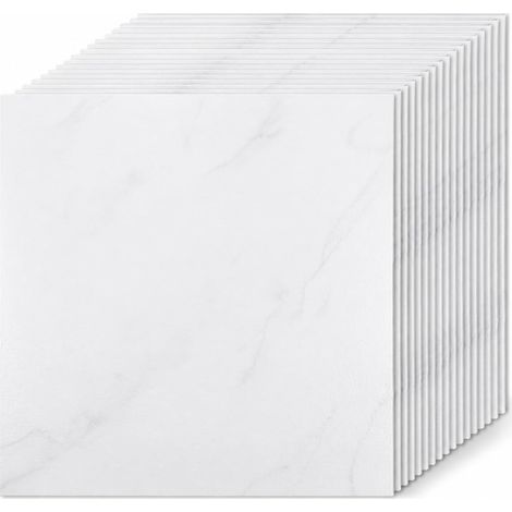 Lot de 40 revêtements de sol en vinyle autocollant 1,3 mm - 30 x 30 cm - Revêtement de sol en PVC - Aspect bois - Pour cuisine, salon - Blanc (1/5)