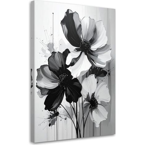 Stampe su Tela, Fiori bianchi e neri in una composizione pittoresca. - 20x30 (1/2)