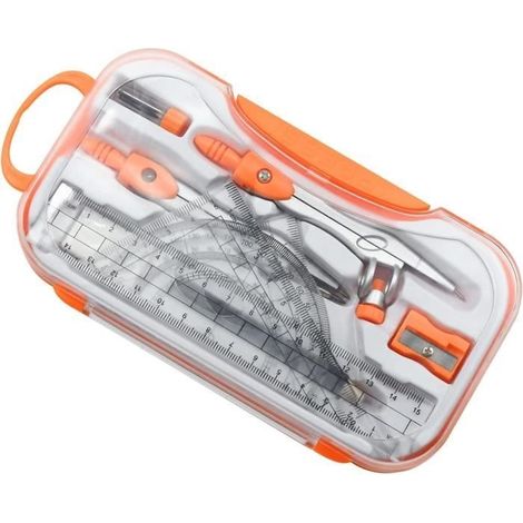 (Farbe Orange) Geometrie-Zirkel-Set - 10-teilig pro Set, Schüler-Zirkel-Set, hochpräzise, Metall, professionell für Schule[u2577] (1/4)
