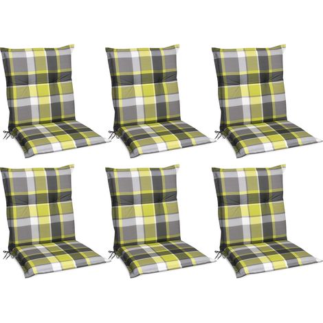 6er Set Sunny GR Niedriglehner Auflagen 100x50 cm in Grün Kariert