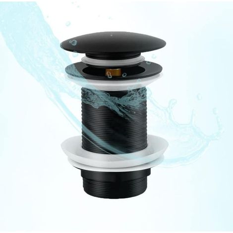 Bonde of Drain Without Too Full, Bonde of Sink Black Without Too Full, Bonde Chrome Pop-Up Large Surface, Vidage of Sink Without Too-full Black, Pop Up Automatic,Without Too Full (1/5)