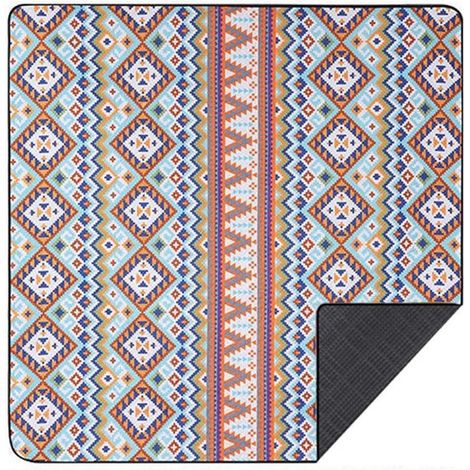 Manta de picnic extragrande de 150 x 200 cm con estampado bohemio,repelente al agua y portátil,incluye correas de transporte,ideal para la playa (1/5)