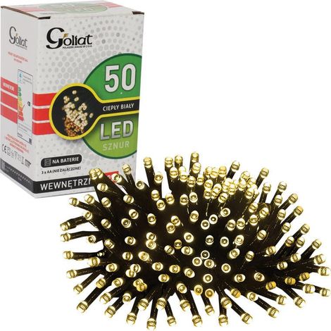 Luces para árbol de Navidad, 50 LED, luz blanca cálida, funcionan con pilas. (1/5)