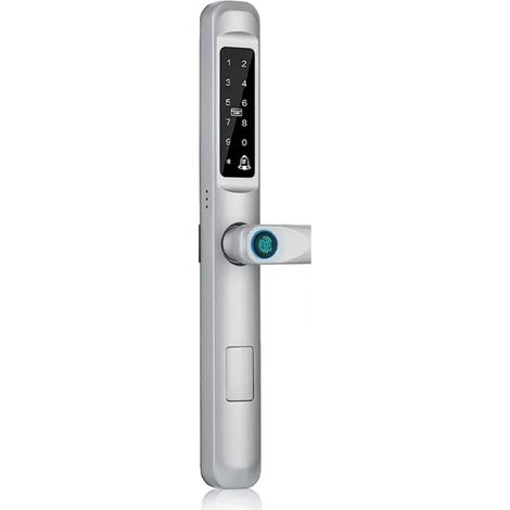 Serrure de porte intelligente Serrure De Porte Électronique Intellinte, Étanche, Avec Empreintes Digitales, Application WIFI TUYA, RFID, Code De Carte RFID, Sans Clé, Coulissante En Aluminium/verre ( (1/5)