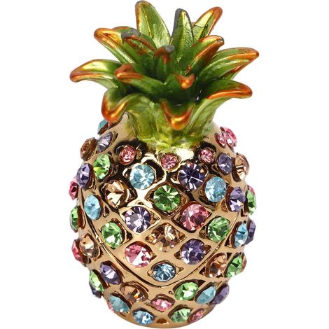 Pineapple Trinket Box, Jewelry Box with Wide Application of Colors for Dressing Table, Mini Size Pineapple Alloy, Bright (1/5)