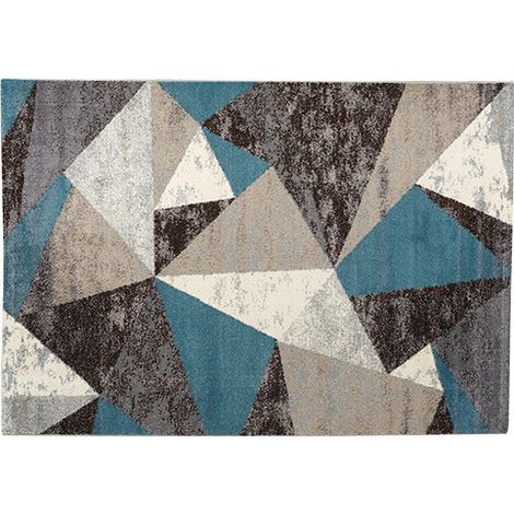 Tapis Decora 60×110 cm – polypropylène frisé antidérapant – bleu élégant