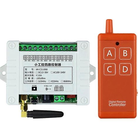 Funkfernbedienung (110–220 V Wechselstrom), 4 Kanäle, 433 MHz, für Garagentor-LED-Beleuchtung