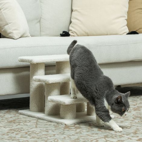 Échelle pour chien et chat à 3 marches, doublée de peluche, 45 x 35 x 34 cm, beige (1/5)