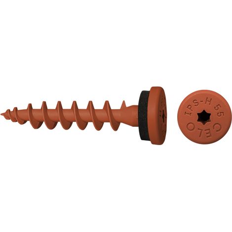 Vis cheville pour isolant IPS-H - Ø 3.5 x 55 mm - Brun cuivre - Boite de 50 - CELO - 9CO55IPSH (1/4)