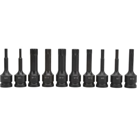 Satz mit 10 1/2-Zoll-Vierkant-Steckschlüsseln, CRMO-Schraubendreherbits, Schlagschrauber M5-M18, 78 mm Länge, mit Aufbewahrungskoffer (1/5)