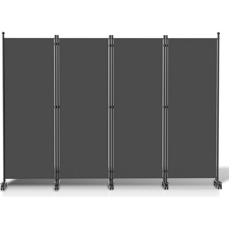 Wolketon Paravent avec roulettes séparateur de pièce Cloison Paravent écran de confidentialité Écran pour Jardin Anthracite 228x181 cm