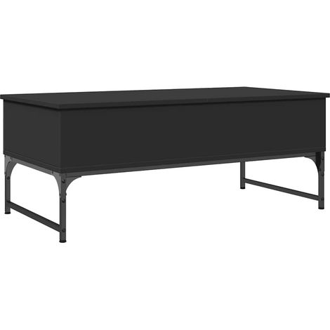 Tavolino con vano contenitore design moderno e contemporaneo 100 x 50 x 40 cm in legno ingegnerizzato e metallo nero DEC039550