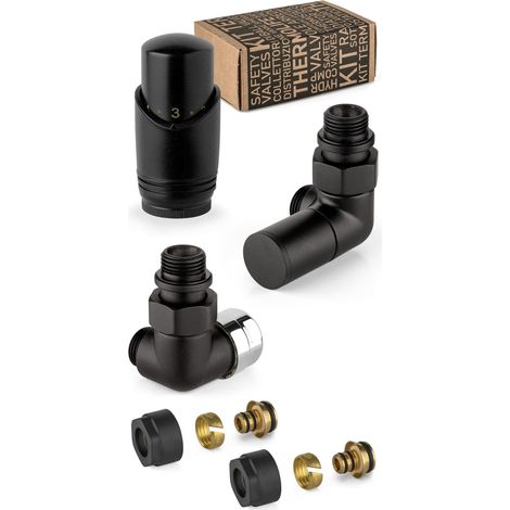 Kit valvole d'arredo colore nero e cromo con valvola termostatizzabile a destra APM 135KNN 015 R 12  Nero