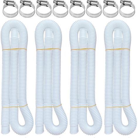 Tuyaux de piscine au niveau du sol, paquet de 4, 1,25 pouces x 59 pouces (3,2 x 150 cm), compatibles avec les pompes de filtration Intex 607 et 637, avec 8 colliers de serrage métalliques. (1/4)