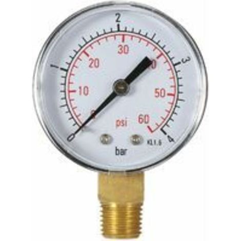 50mm Pool Filter Pressure Gauge, 0–60 PSI (0–4 bar), Pressure Gauge, 1/4" NPT Thread (1/5)