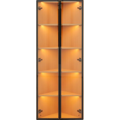 GagaVitrine LED d'angle 62x35x160 cm chene (1/5)