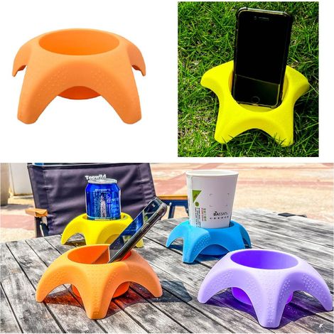 Confezione da 4 sottobicchieri da spiaggia a forma di stella marina multicolore, portabicchieri antisabbia per decorazioni da spiaggia per adulti e bambini