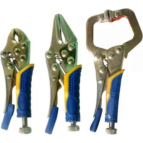 SET 3 CHIAVE PINZA PINZE SCATTO 4" 5" AUTOBLOCCANTE A PRESSIONE REGOLABILE (1/2)