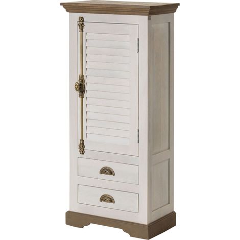 Badschrank Mango 60x35x130 weiß lackiert TOULOUSE 131Massivmoebel24 GmbH