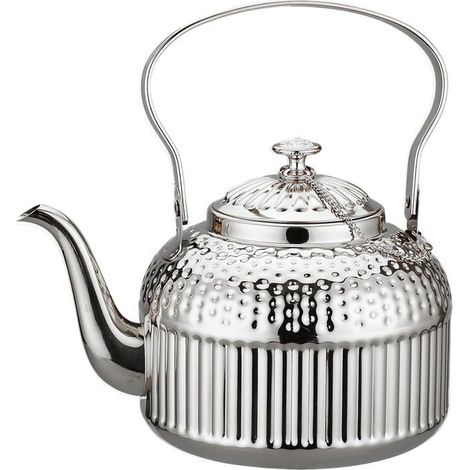 Théière en acier inoxydable de 1500 ml, argentée, style rétro, avec infuseur amovible pour la maison et les restaurants (1/5)