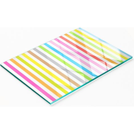 Planche à découper décorative multifonctionnelle en verre à rayures colorées pour la cuisine, 80 x 52 cm (1/5)