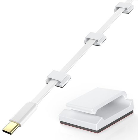 100 PCS Clips Câbles Adhésifs Réglables, Premium Acrylique Câble Rangement de Fils Electriques, Colliers de Serrage Câble Attache Pour Organiseur Bureau/PC/Chargeur/Lampe/Voiture/Maison-Blanc (1/5)