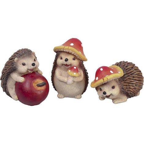 3pcs Ornement Decoration Automne Thanksgiving Figurine Résine Hérisson Champignon Fall Déco (1/5)