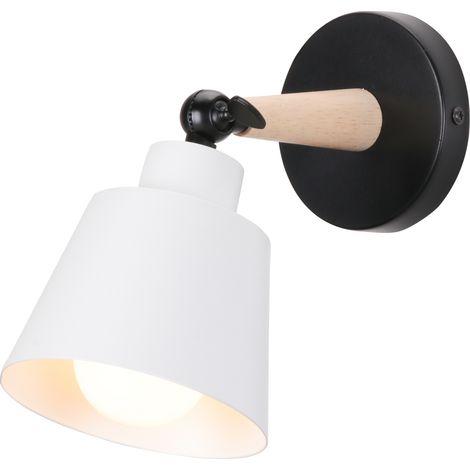 Applique Murale Moderne Lamp Murale Créative Minimaliste Luminaire Applique Murale Métal Bois E27 Blanc Ø12CM - 1Pcs