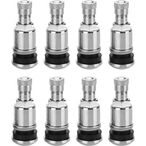 8 pièces valves Auto 11,3 mm – valves de pneus en métal argentées pour Jantes alu, valves universelles Voiture avec Noyau de Valve, valves de Roue durables pour Remplacement (1/5)