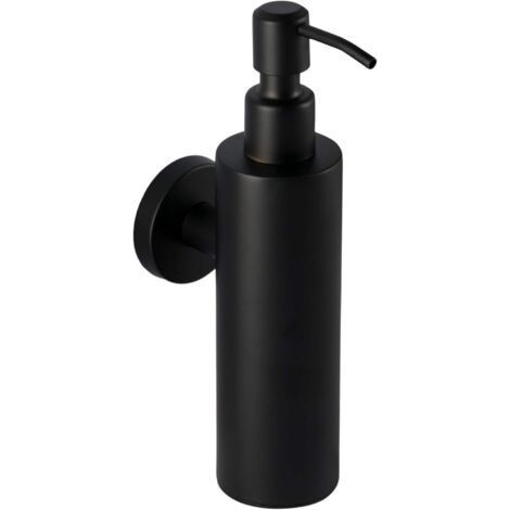 Distributore di sapone in acciaio inox nero - Distributore a muro per bagno (Acciaio inox (nero), forma rotonda) (1/4)