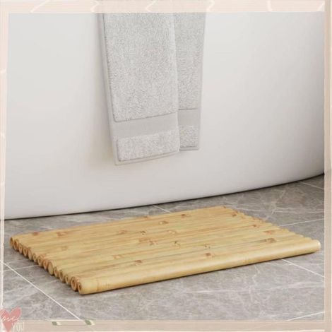Tapis de bain en bambou - VINGVO - 366456 - 2 pièces - 50 x 35 cm - design surélevé (1/5)
