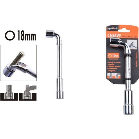 Trade Shop - Llave Tipo L Vaso 18mm Boca Hexagonal Acero Cromo Vanadio 91626 Herrajes - (1/2)