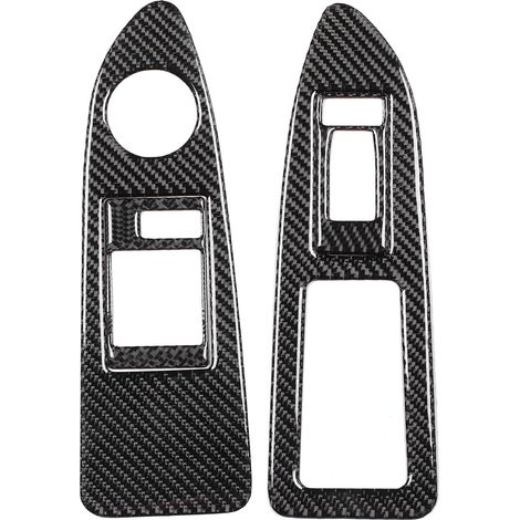 4 pièces garnitures de commutateur de vitre en fibre de carbone pour Dodge Challenger 2008-2014, panneau de lève-vitre conducteur gauche (1/5)