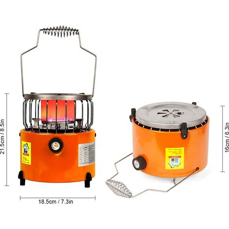 Réchaud de camping portable 2 en 1 de 2000 W avec gaz chauffant, idéal pour la cuisine, la pêche sur glace, le camping et la randonnée. (1/5)