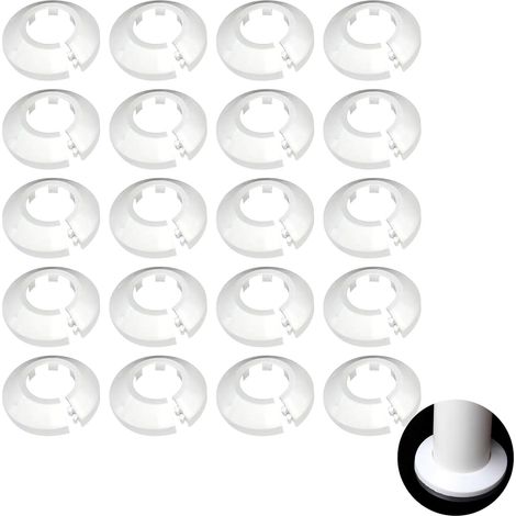 20 Pièce Rosace Radiateur Kit, 20mm Cache Tuyau Plomberie, Rosace de Radiateur (Blanc) (1/5)