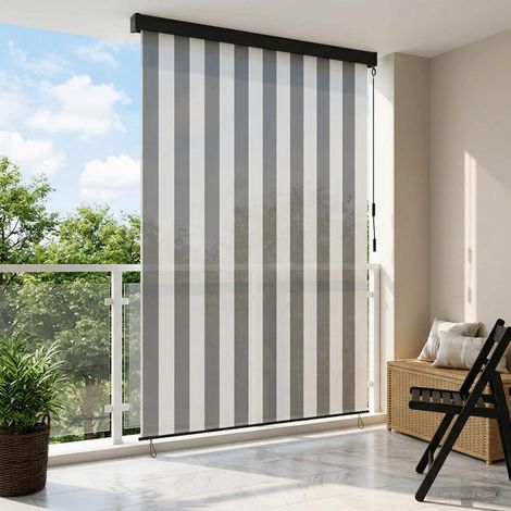 Store enrouleur extérieur à manivelle protection UV anthracite et blanc 120 x 250 cm - PANGIVO (1/5)
