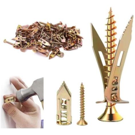 Ancrages autoperceurs, kit d'et de vis autoperceuses,outils de réparation d'cloisons sèches humides et fixes pour la fixation de meub 80pcs