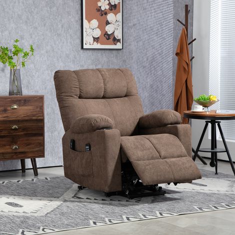 Sillón reclinable eléctrico con función de elevación, 90x75x100cm, marrón. (1/5)