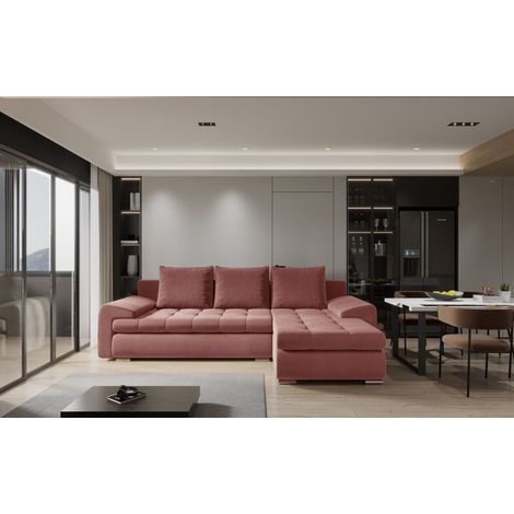 Kaiser Möbel Elegantes und modernes Ecksofa TOMI Castel Korallenfarbe Rechts (1/4)