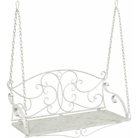 Swing Bench Steel 110 x 52.5 x 47 cm Antique White vidaXL