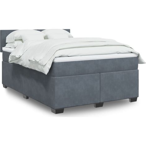 Boxspringbett mit Matratze Dunkelgrau 140x200 cm Samt
