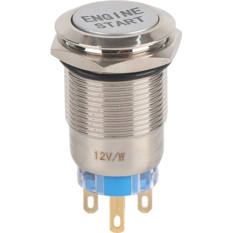 Bouton poussoir de démarrage de moteur de voiture, étanche 12V, interrupteur d'allumage, démarreur, argent, acier inoxydable (1/5)