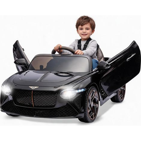 Voiture électrique enfant 12V de élégant Bacalar sous licence, 1 place - Télécommande parentale 2,4 GHz - Portes ciseaux, suspension, 3 vitesses, LED, klaxon, MP3 USB/AUX/sans fil - Couleur: Noir (1/5)