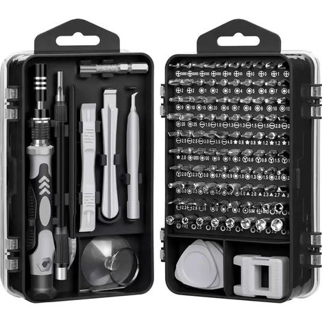 LaBlanc - 115-in-1 Präzisionsschraubendreher-Set, Präzisions-Mechaniker-Werkzeugset, Mini-Schraubendreher, magnetisches Schraubendreher-Set für PC, Mobiltelefon, Computer, MacBook (Schwarz) (1/5)