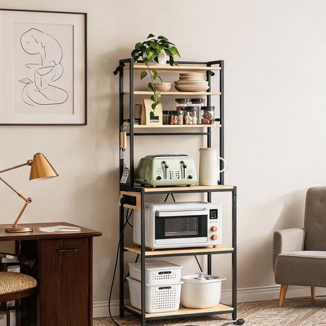Étagère de cuisine en chêne clair et métal avec prises 60 x 40 x (1/5)
