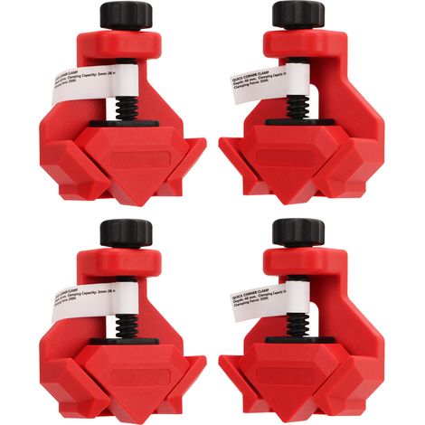 Lot de 4 Pinces d'angle à ressort 90° pour menuiserie DIY, serre-joints de maintien pour meubles, entretien et réparation de bois (1/5)